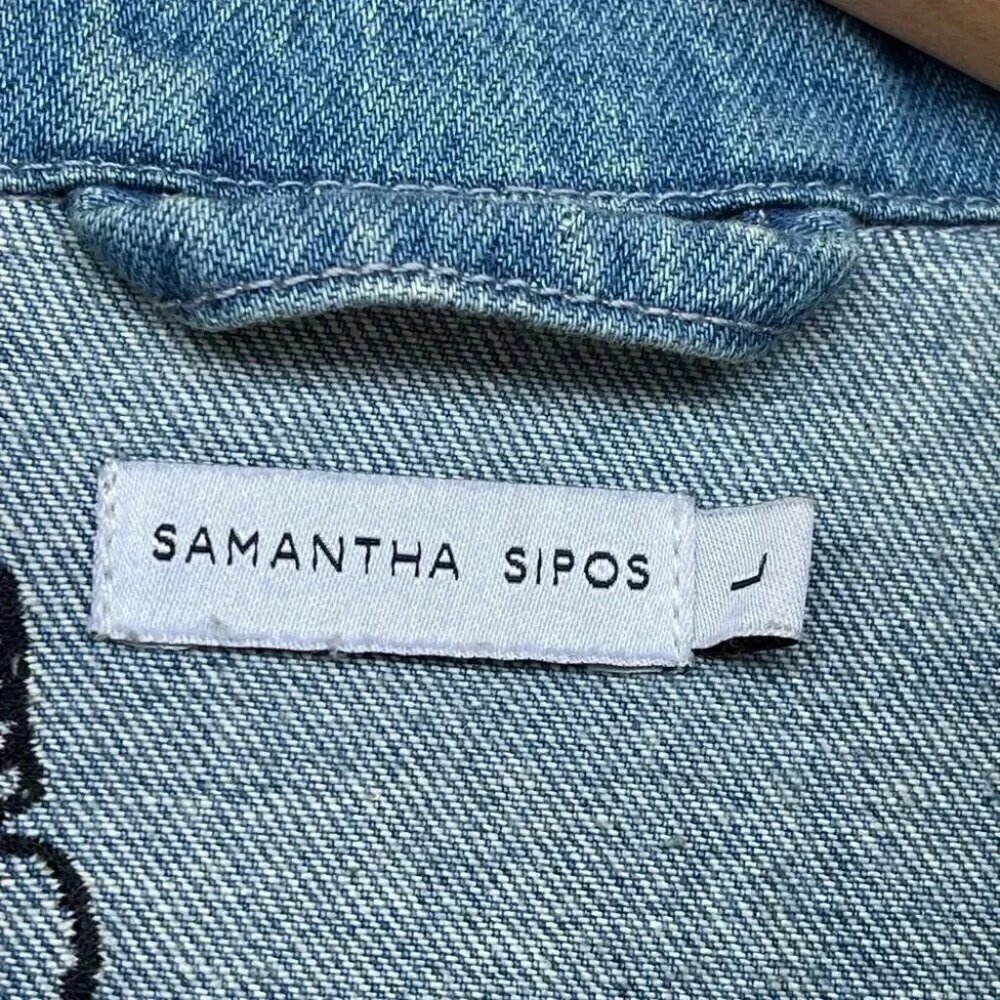 SAMANTHA SIPOS Good Vibes Denim Jacket large - Picture 8 of 13